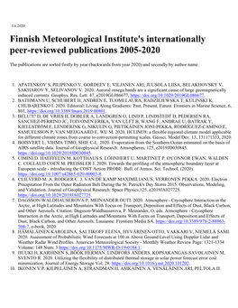 FMI Internationally Peer-Reviewed Publications