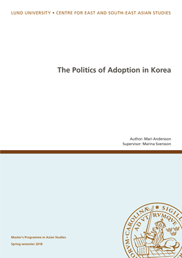 The Politics of Adoption in Korea