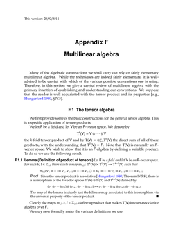 Appendix F Multilinear Algebra