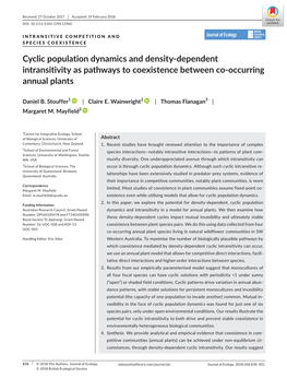 Cyclic Population Dynamics and Density‐Dependent Intransitivity As