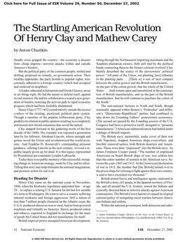 The Startling American Revolution of Henry Clay and Mathew Carey