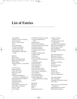 Vol. I. List of Entries