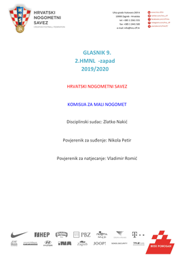 GLASNIK 9. 2.HMNL -Zapad 2019/2020