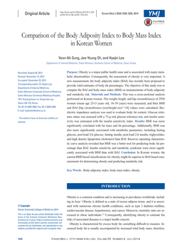 Comparison of the Body Adiposity Index to Body Mass Index in Korean Women
