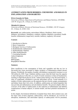 NUTRACEUTICALS and FUNDAMENTAL FOODS - Anthocyanins from Berries: Chemistry and Roles in Inflammation and Diabetes - Elvira Gonzalez De Mejia, Michelle H