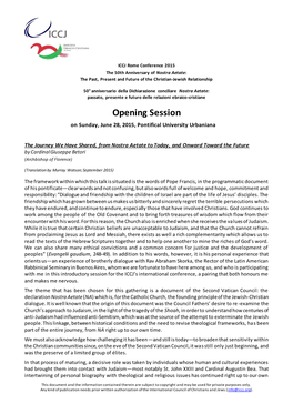 Opening Session on Sunday, June 28, 2015, Pontifical University Urbaniana