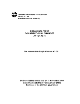 Constitutional Changes After 1975