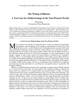 The Wiring of Bhutan: a Test Case for Media Ecology in the Non-Western World