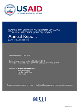 Annual Report JULY 1, 2015 to JUNE 30, 2016