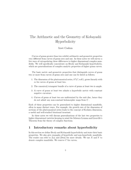 The Arithmetic and the Geometry of Kobayashi Hyperbolicity