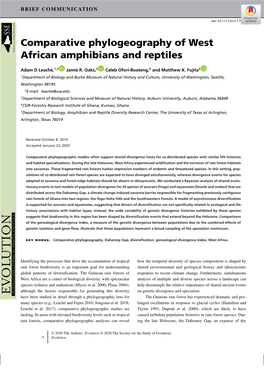 Comparative Phylogeography of West African Amphibians and Reptiles