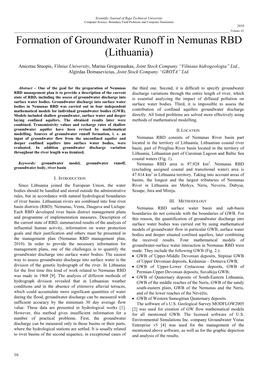 Formation of Groundwater Runoff in Nemunas RBD (Lithuania)