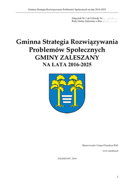 Problemów Społecznych Na Lata 2016-2025