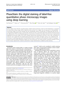 Phasestain: the Digital Staining of Label-Free Quantitative Phase