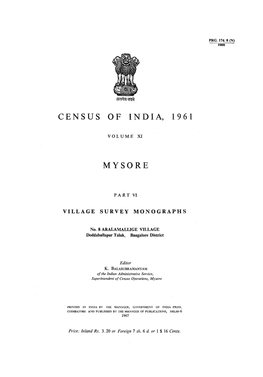 Village Survey Monographs, Aralamallige, No-8, Part VI, Vol-XI