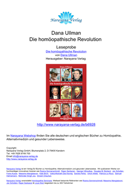 Dana Ullman Die Homöopathische Revolution Leseprobe Die Homöopathische Revolution Von Dana Ullman Herausgeber: Narayana Verlag