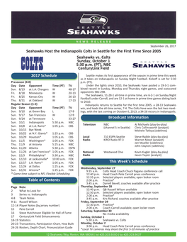 NBC Centurylink Field Seahawks Host the Indianapolis Colts In