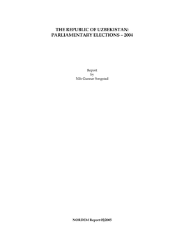 The Republic of Uzbekistan: Parliamentary Elections – 2004