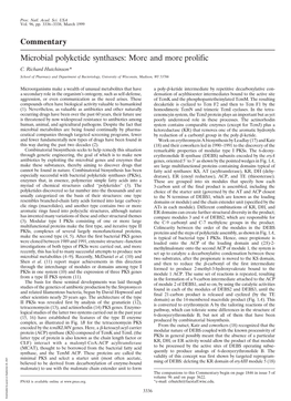 Commentary Microbial Polyketide Synthases: More and More Prolific