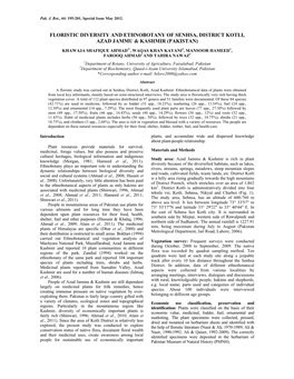 Floristic Diversity and Ethnobotany of Senhsa, District Kotli, Azad Jammu & Kashmir (Pakistan)