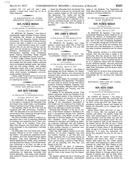 CONGRESSIONAL RECORD— Extensions of Remarks E357 HON. PATRICK MEEHAN HON. BETO O'rourke HON. JAMES B. RENACCI HON. JEFF DENH