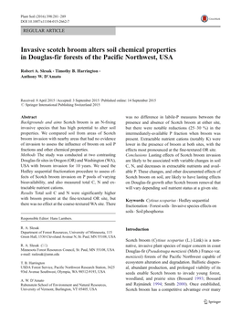 Invasive Scotch Broom Alters Soil Chemical Properties in Douglas-Fir Forests of the Pacific Northwest, USA