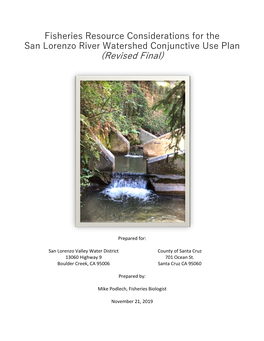 Fisheries Resource Considerations for the San Lorenzo River Watershed Conjunctive Use Plan (Revised Final)