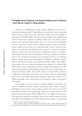 3 Neighborhood Violence and School Achievement: Evidence from Rio De Janeiro’S Drug Battles