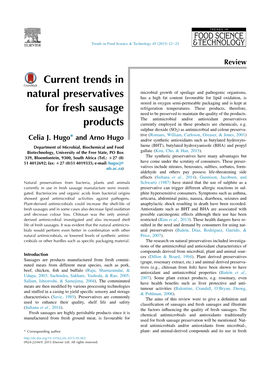 Current Trends in Natural Preservatives for Fresh Sausage Products