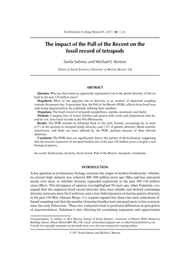 The Impact of the Pull of the Recent on the Fossil Record of Tetrapods