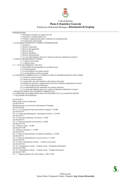 Piano Urbanistico Generale Valutazione Ambientale Strategica: Documento Di Scoping