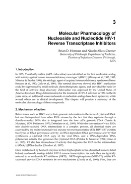 Molecular Pharmacology of Nucleoside and Nucleotide HIV-1 Reverse Transcriptase Inhibitors