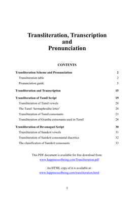 Transliteration, Transcription and Pronunciation