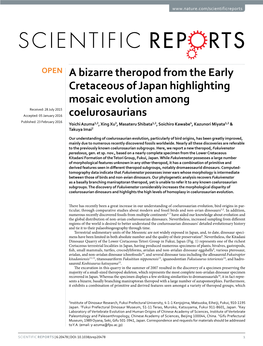 A Bizarre Theropod from the Early Cretaceous of Japan Highlighting