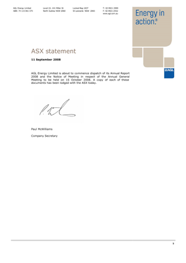 ASX Statement