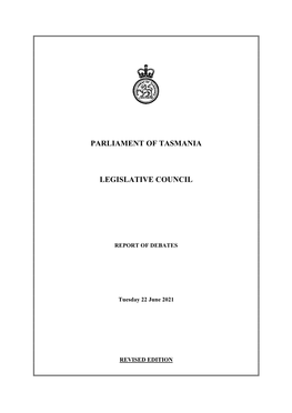 Legislative Council Tuesday 22 June 2021