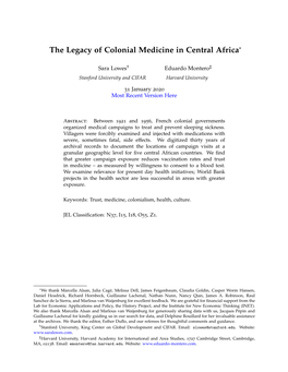 The Legacy of Colonial Medicine in Central Africa*