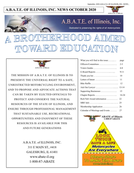 A.B.A.T.E. of Illinois, Inc. News October 2020