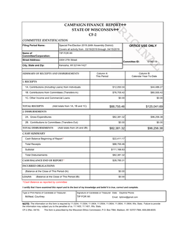 Campaign Finance Report State of Wisconsin Cf-2