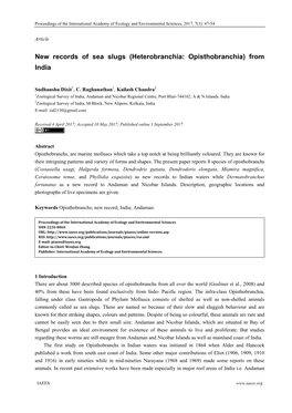 New Records of Sea Slugs (Heterobranchia: Opisthobranchia) from India