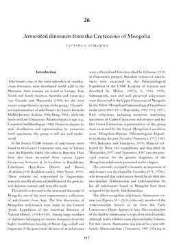 Armoured Dinosaurs from the Cretaceous of Mongolia