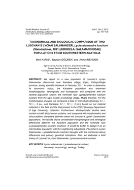 Taxonomical and Biological Comparison of Two