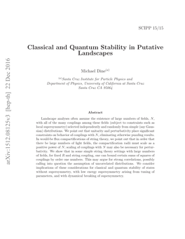 Classical and Quantum Stability in Putative Landscapes