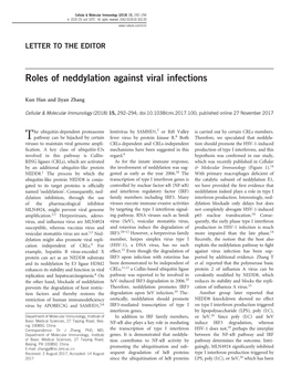 Roles of Neddylation Against Viral Infections