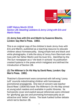 LGBT History Month 2018 Section 28: Abseiling Lesbians & Jenny Living