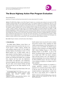 The Bruce Highway Action Plan Program Evaluation