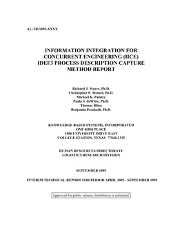 Information Integration for Concurrent Engineering (Iice) Idef3 Process Description Capture Method Report
