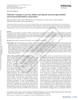 Molecular Strategies to Prevent, Inhibit, and Degrade Advanced Glycoxidation and Advanced Lipoxidation End Products