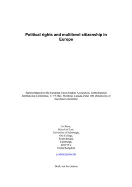 Political Rights and Multilevel Citizenship in Europe