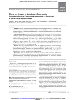 Biomarker Analysis of Neoadjuvant Doxorubicin/ Cyclophosphamide Followed by Ixabepilone Or Paclitaxel in Early-Stage Breast Cancer